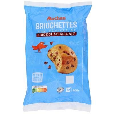Auchan Briochettes aux Pépites de Chocolat au Lait, 500g