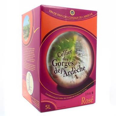 Ardéche rosé IGP Cellier des gorges de l'Ardèche 12.5°, Bag in box 5L