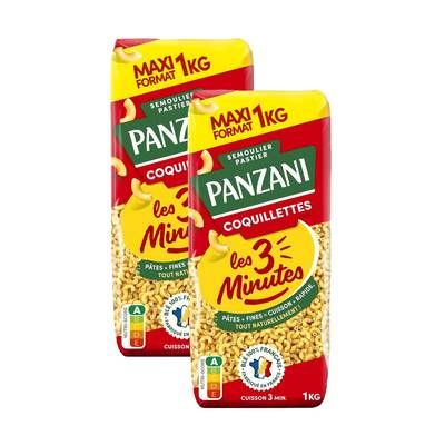 Panzani Pâtes Coquillettes cuisson rapide, Lot de 2x1kg