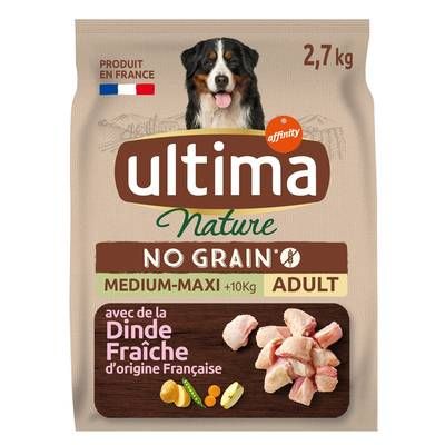 Affinity - Ultima Nature Croquettes Dinde Fraiche sans Céréales pour Chien Moyen et Grand, 2,7kg