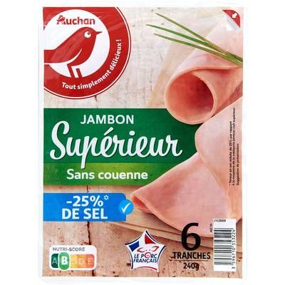 Auchan Jambon Supérieur Réduit En Sel, 6 tranches - 240g