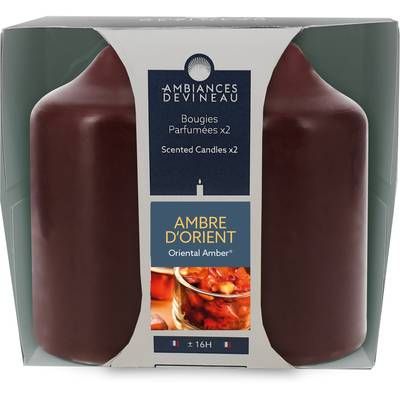 Ambiances Devineau 2 bougies cylindrique Ambre d'Orient, 8,5 cm