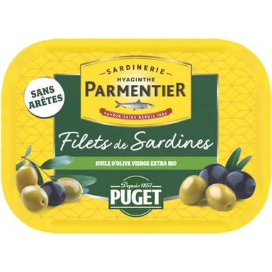 Parmentier Sardines Entières à l'Huile d'Olive Vierge Bio Puget, 90g