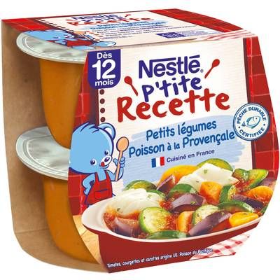 Nestlé - P'tite Recette Petits Légumes Poisson à la Provençale Bol Bébé Dès 12 mois, 2x200g