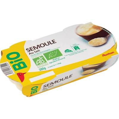 Auchan BIO Semoule au lait Bio, 2x140g