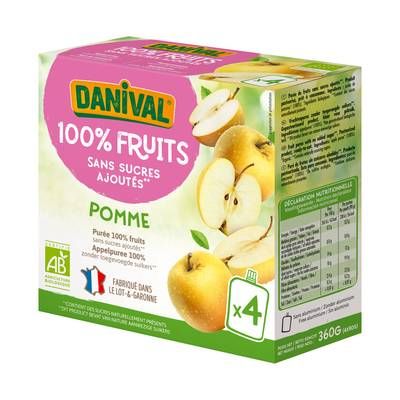Danival Poki bio Purée de pomme, 4x90g