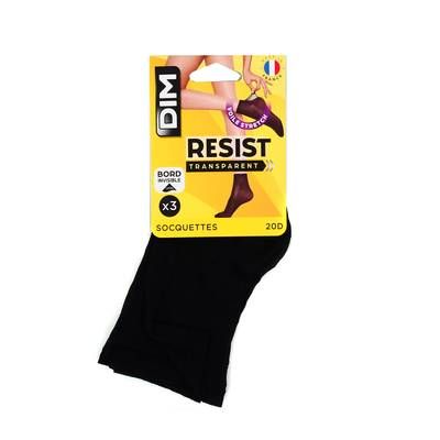 Dim Socquettes transparentes noires Beauty Resist 20D, Taille 35/41 Lot de 3 soquettes