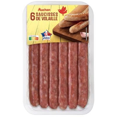 Auchan Saucisses de Volaille Nature, 6x50g