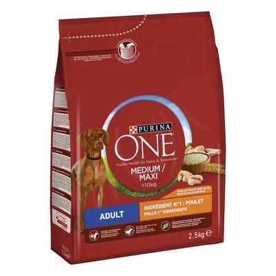 Purina - One Croquettes Poulet Riz pour Chien moyen et grand adulte, 2,5kg