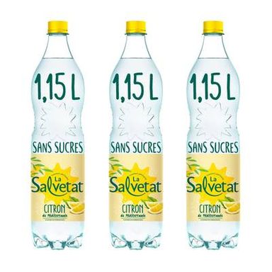 Salvetat Eau gazeuse aromatisée citron, Lot de 3x1,15L