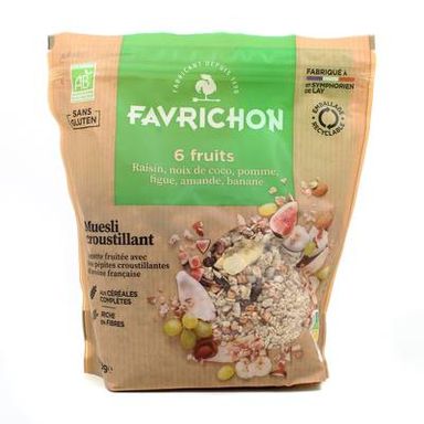 Favrichon Muesli bio Croustillant 6 fruits sans gluten, 500g