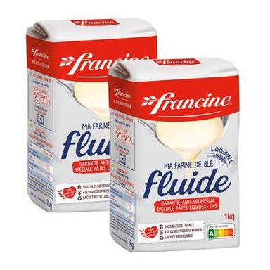 Francine Farine de blé fluide Type 45, Lot de 2x1kg