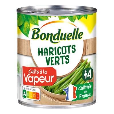 Bonduelle Haricots verts extra-fins cuits à la vapeur, 440g