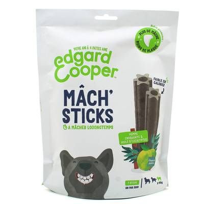 Edgard Cooper Stick à Mâcher Pomme et Eucalyptus- Friandise Récompense pour Petit Chien adulte x7, 105g