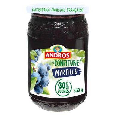 Andros Confiture allégée de myrtille, 350g