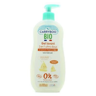 Carryboo Gel Lavant 2 en 1 ultra doux à l'extrait d'abricot Bio, 500ml