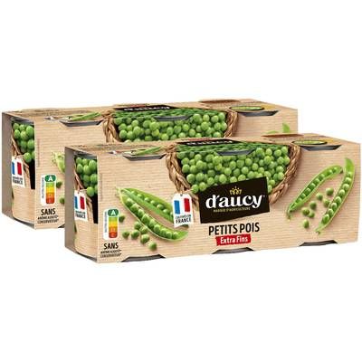 D'aucy Petits pois extra fins, Lot de 2 - 3x140g