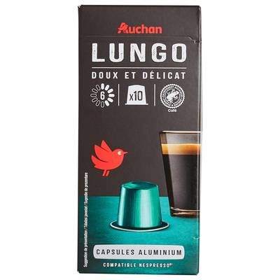 Auchan Capsules de café lungo, 10 capsules