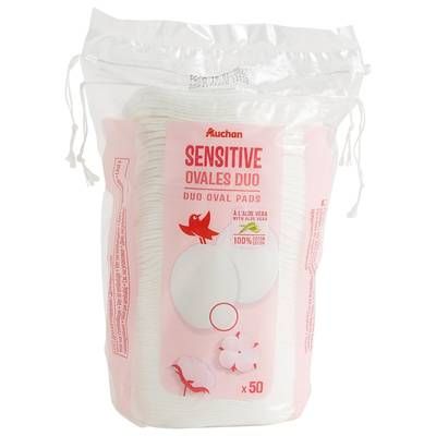 Auchan Sensitive cotons ovales à démaquiller, 50 cotons