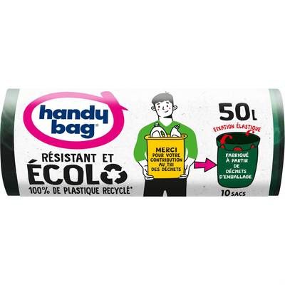 Handy Bag Sac poubelle Fixation élastique 50L, 10 sacs poubelles
