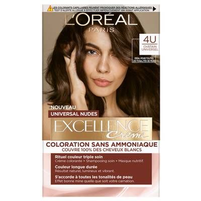 L'Oréal Paris Excellence crème Coloration Cheveux Universal Nudes 4 Châtain, 1 pièce