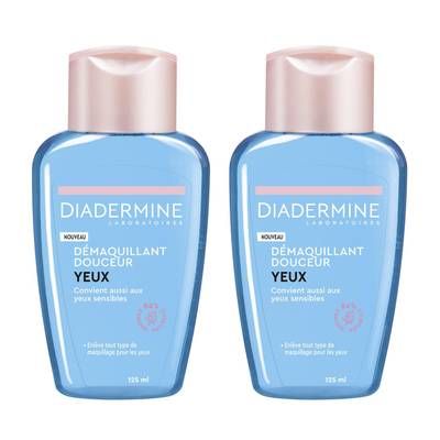 Diadermine Démaquillant yeux douceur pour tous types de peaux, Lot de 2x125ml