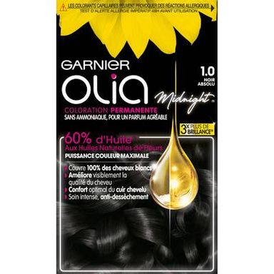 Garnier - Olia Coloration permanente 1.0 noir absolu, 92,5ml