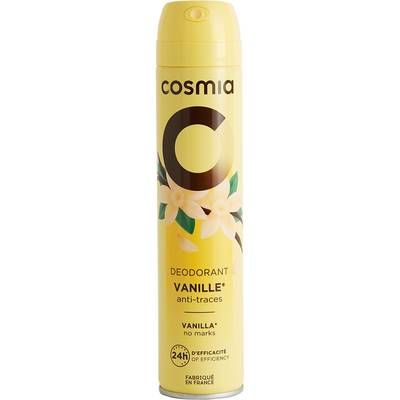 COSMIA Déodorant spray 24h vanille anti-traces sans sels d'Aluminium, 200ml