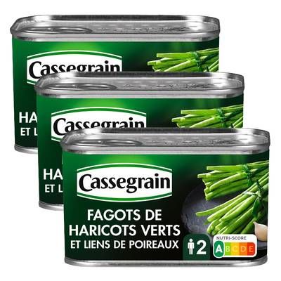 Cassegrain 5 Fagots haricot vert et liens de poireaux, Lot de 3x220g