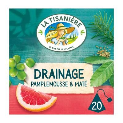 La Tisanière Infusion drainage pamplemousse maté 30g, 20 sachets