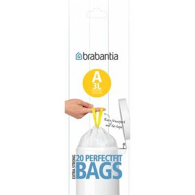 Brabantia Sacs poubelle 3L - Taille A, 20 sacs de 3L - Taille A