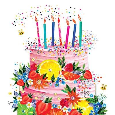 Paperproducts Design Serviettes en papier Cake & Fruits, 20 serviettes de 33x33 cm