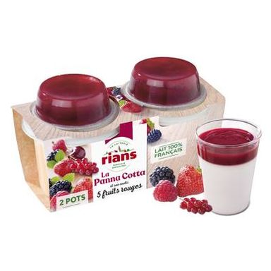 Rians Panna Cotta Coulis de Fruits Rouges, 2x100g