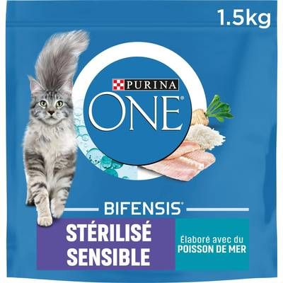 Purina - One Croquettes Poisson pour Chat Adulte Stérilisé, 1,5kg