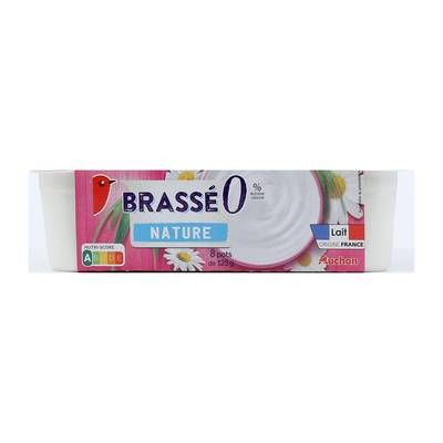 Auchan Yaourt brassé nature 0%, 8x125g