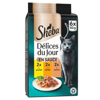 Sheba - Délices du Jour Sachets en Sauce Volaille pour chat, 6x50g