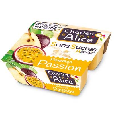 Charles et Alice Pommes Passion sans sucre ajouté, 4x97g