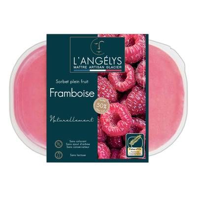 L'Angelys Sorbet artisanal plein fruit Framboise 60%, 500g