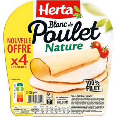 Herta Blanc de Poulet Nature, 4 tranches - 120g