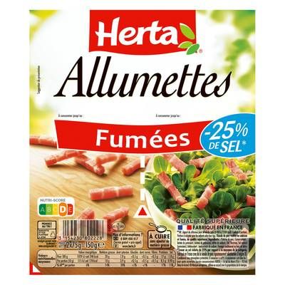 Herta Allumettes Fumées Taux de Sel Réduit*, 2x75g