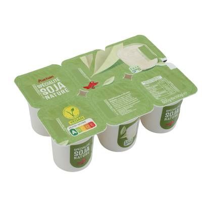 Auchan Dessert végétal au soja nature, 6x100g