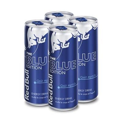 Red Bull Boisson énergisante Goût Myrtille, Lot de 4x25cl
