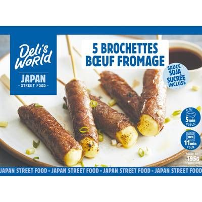 Deli's World Brochettes boeuf fromage, 5 Brochettes - 195g