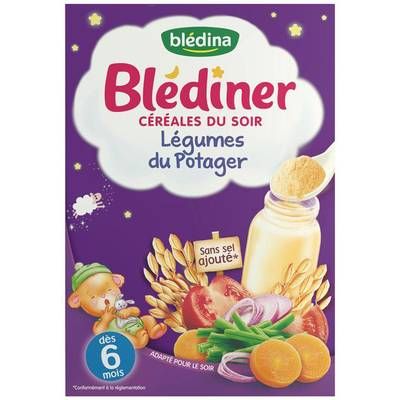 Blédina - Blédîner Céréales du Soir- Légumes du Potager Bébé Dès 6 mois, 240g