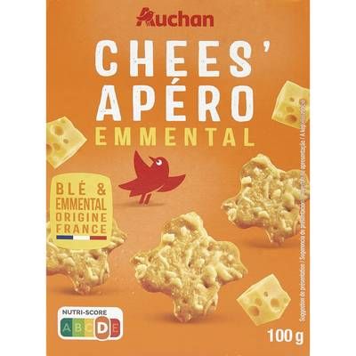 Auchan Crackers emmental Chees'apéro, 100g