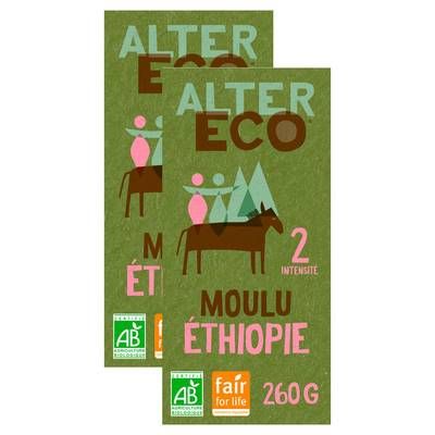Alter Eco - Commerce Equitable Café moulu Arabica Bio d'Ethiopie, Lot de 2x260g