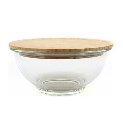 Point virgule Bol en verre avec couvercle en bambou, 900ml
