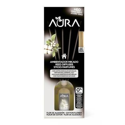 Aura Diffuseur Sticks 0% alcool Parfum Fleur de Coton, 1 pièce