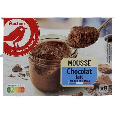 Auchan Mousse au chocolat au lait, 8x60g