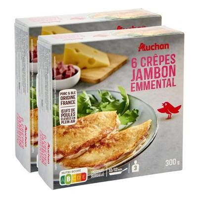Auchan Crêpe jambon emmental, Lot de 2x300g